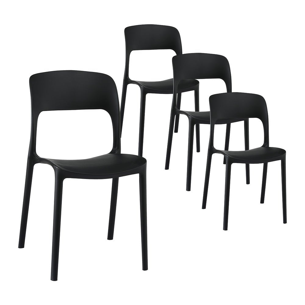 4PC Outdoor Dining Chairs Stackable PP Patio Chair Garden Furniture Black - Furniture > Outdoor > Outdoor Chairs - Rivercity House & Home Co. (ABN 18 642 972 209) - Affordable Modern Furniture Australia