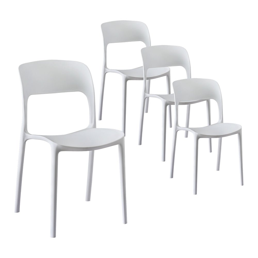 4PC Outdoor Dining Chairs Stackable PP Patio Chair Garden Furniture White - Furniture > Outdoor > Outdoor Chairs - Rivercity House & Home Co. (ABN 18 642 972 209) - Affordable Modern Furniture Australia