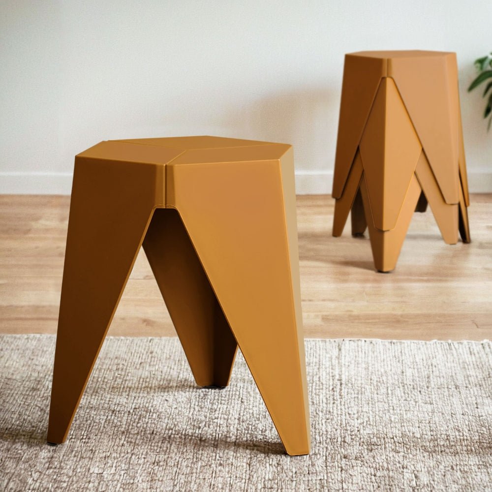 4PC Puzzle Stool Bar Stools Stackable Yellow - Furniture > Bar Stools & Chairs > Table & Bar Stools - Rivercity House & Home Co. (ABN 18 642 972 209) - Affordable Modern Furniture Australia