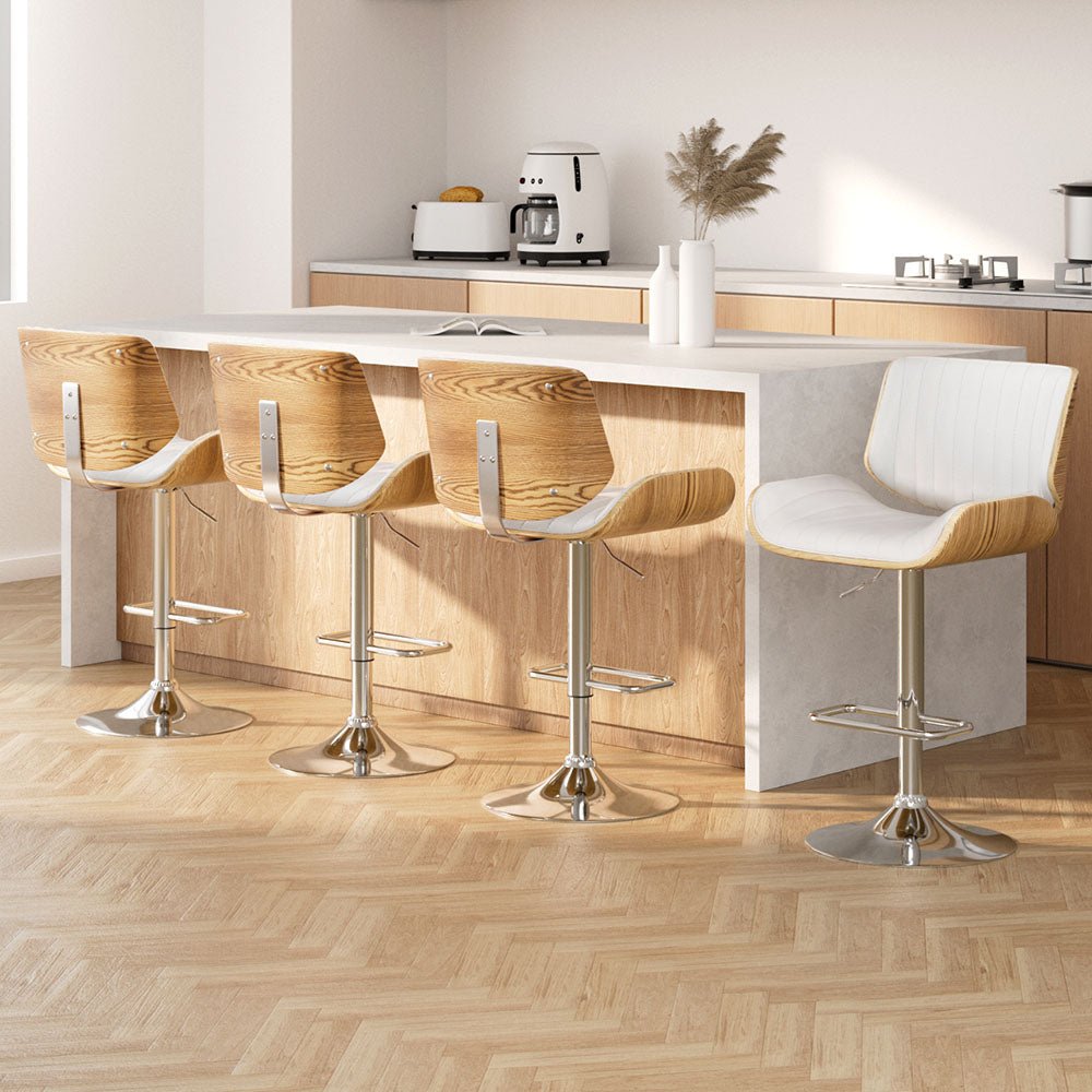 4x Bar Stools Adjustable Leather Chairs - Furniture > Bar Stools & Chairs > Arm Chairs & Recliners - Rivercity House & Home Co. (ABN 18 642 972 209) - Affordable Modern Furniture Australia
