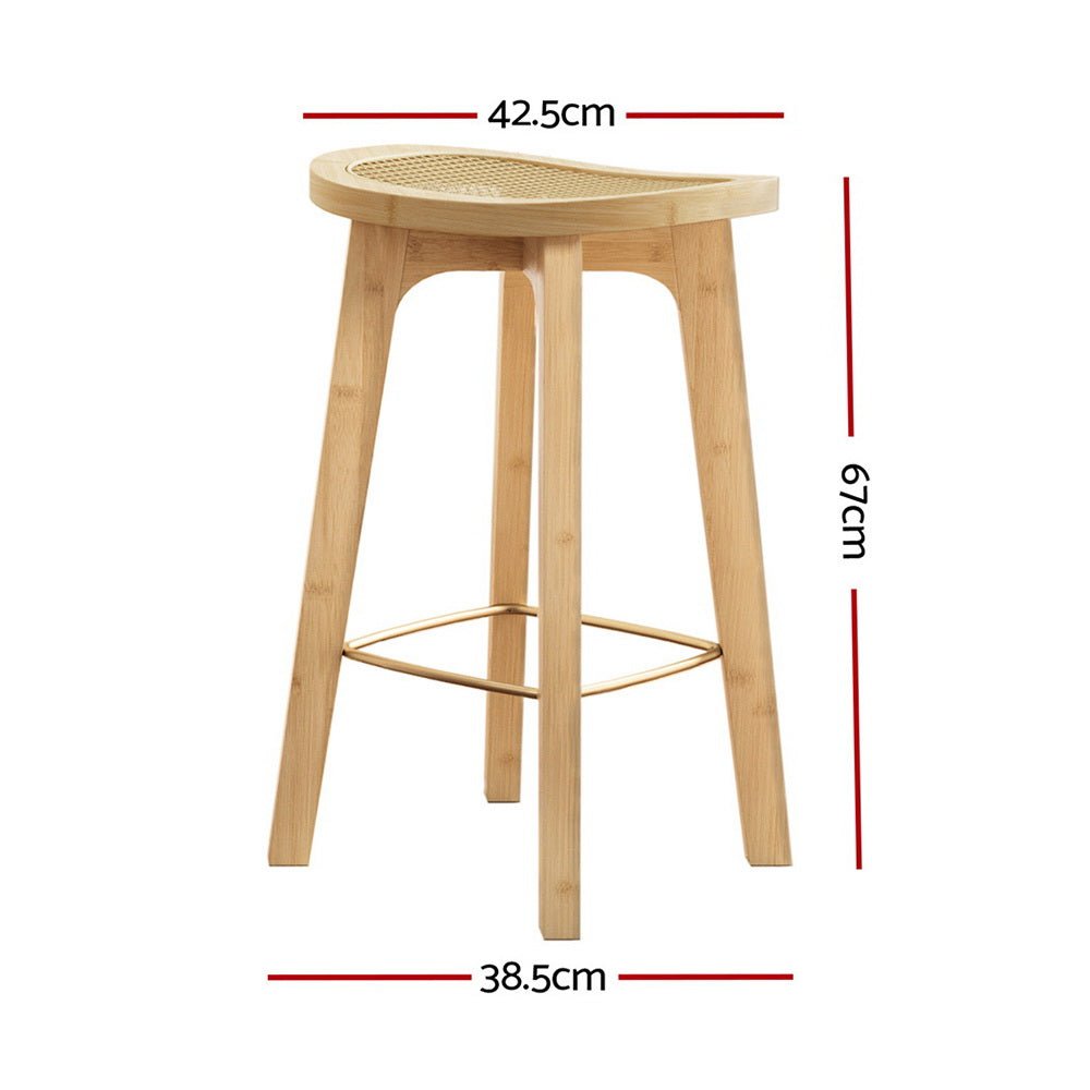 4x Bar Stools Bamboo Rattan Stool Counter Chair Kitchen Barstools - Furniture > Bar Stools & Chairs > Table & Bar Stools - Rivercity House & Home Co. (ABN 18 642 972 209) - Affordable Modern Furniture Australia