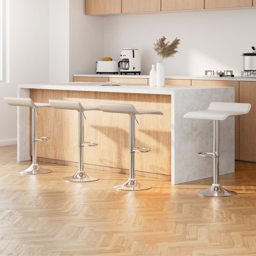 4x Bar Stools Faux Leather Chair White - Furniture > Bar Stools & Chairs - Rivercity House & Home Co. (ABN 18 642 972 209) - Affordable Modern Furniture Australia