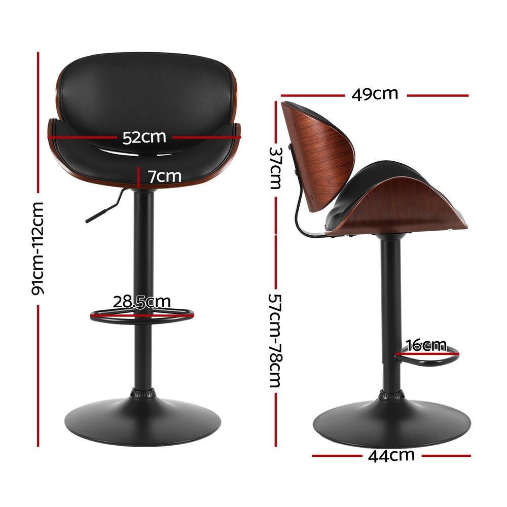 4x Bar Stools Gas Lift Leather Padded Black - Furniture > Bar Stools & Chairs > Table & Bar Stools - Rivercity House & Home Co. (ABN 18 642 972 209) - Affordable Modern Furniture Australia