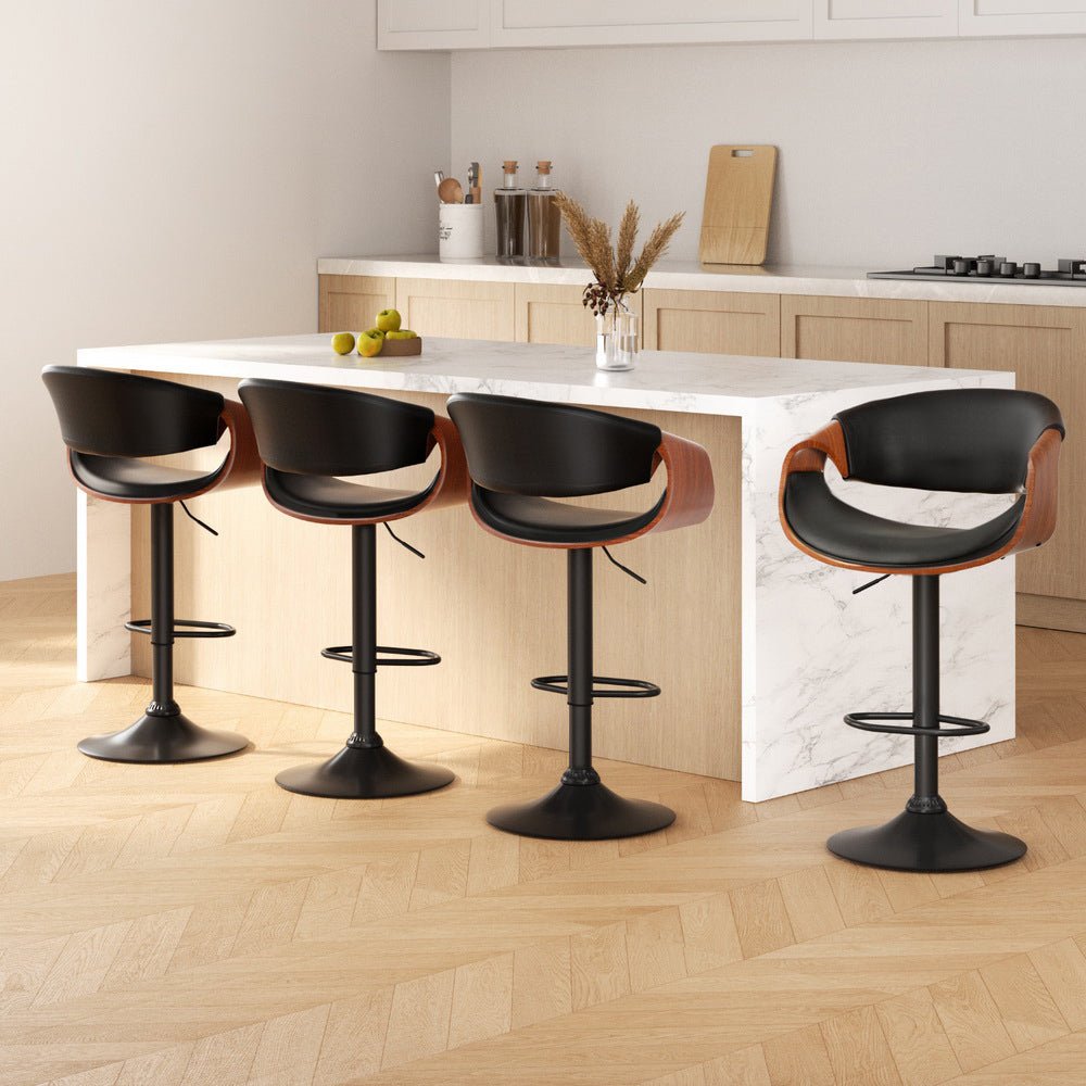 4x Bar Stools Gas Lift Leather w/Armrest - Furniture > Bar Stools & Chairs > Massage Chairs - Rivercity House & Home Co. (ABN 18 642 972 209) - Affordable Modern Furniture Australia