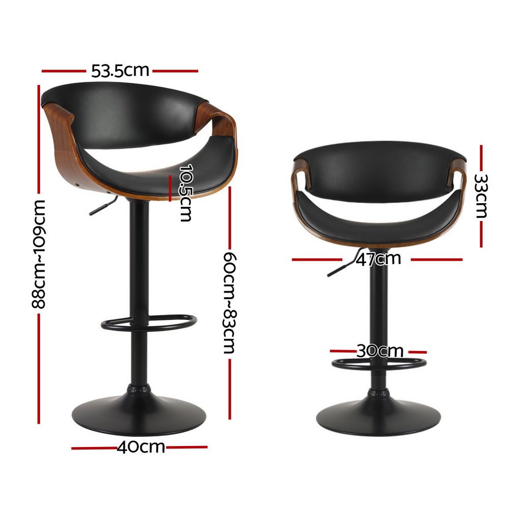 4x Bar Stools Gas Lift Leather w/Armrest - Furniture > Bar Stools & Chairs > Massage Chairs - Rivercity House & Home Co. (ABN 18 642 972 209) - Affordable Modern Furniture Australia