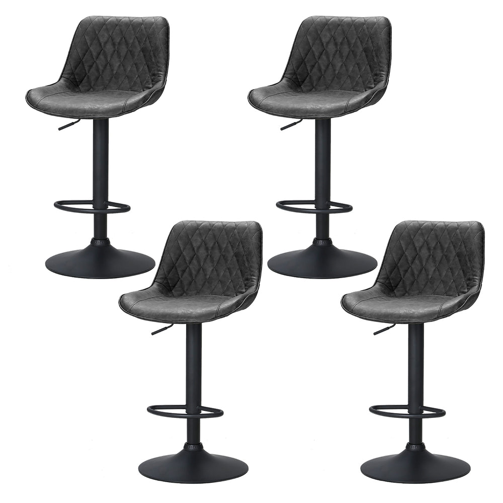 4x Bar Stools Gas Lift Vintage Leather Black - Furniture > Bar Stools & Chairs > Massage Chairs - Rivercity House & Home Co. (ABN 18 642 972 209) - Affordable Modern Furniture Australia