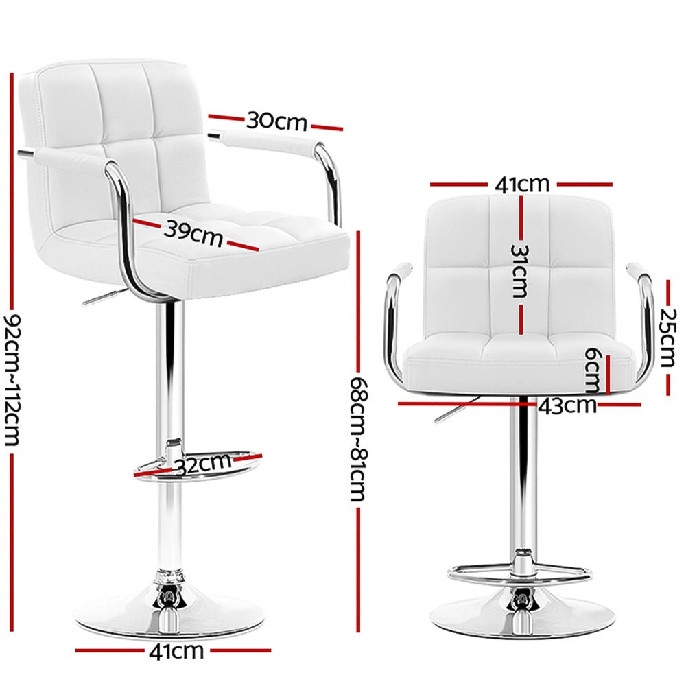 4x Bar Stools Kitchen Swivel Bar Stool Leather Gas Lift Chairs White - Rivercity House & Home Co. (ABN 18 642 972 209) - Affordable Modern Furniture Australia