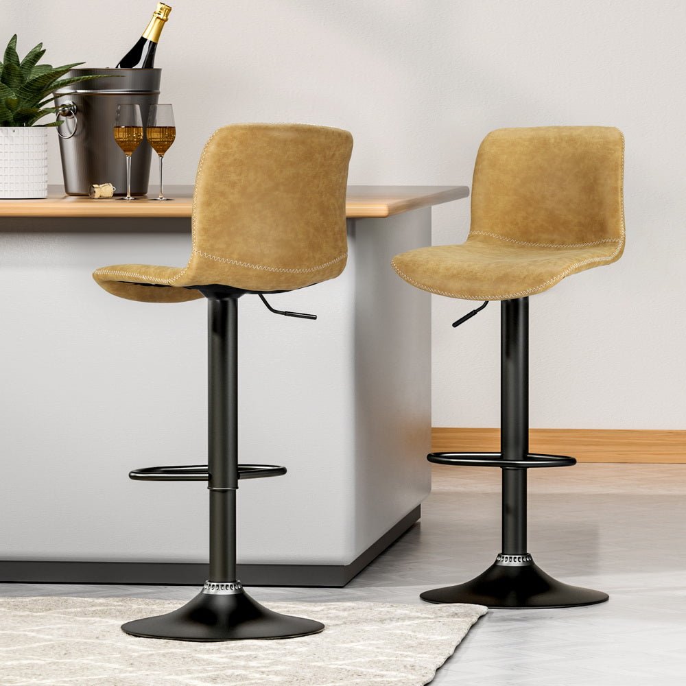 4x Bar Stools Kitchen Swivel Gas Lift Chairs Brown - Furniture > Bar Stools & Chairs > Table & Bar Stools - Rivercity House & Home Co. (ABN 18 642 972 209) - Affordable Modern Furniture Australia