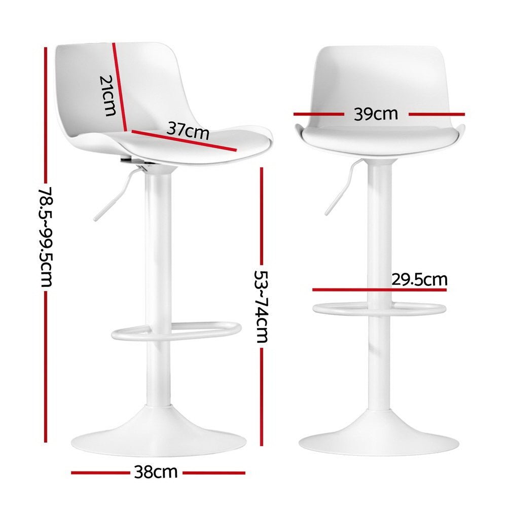 4x Bar Stools Kitchen Swivel Gas Lift Stool Leather Dining Chairs White - Furniture > Bar Stools & Chairs > Table & Bar Stools - Rivercity House & Home Co. (ABN 18 642 972 209) - Affordable Modern Furniture Australia