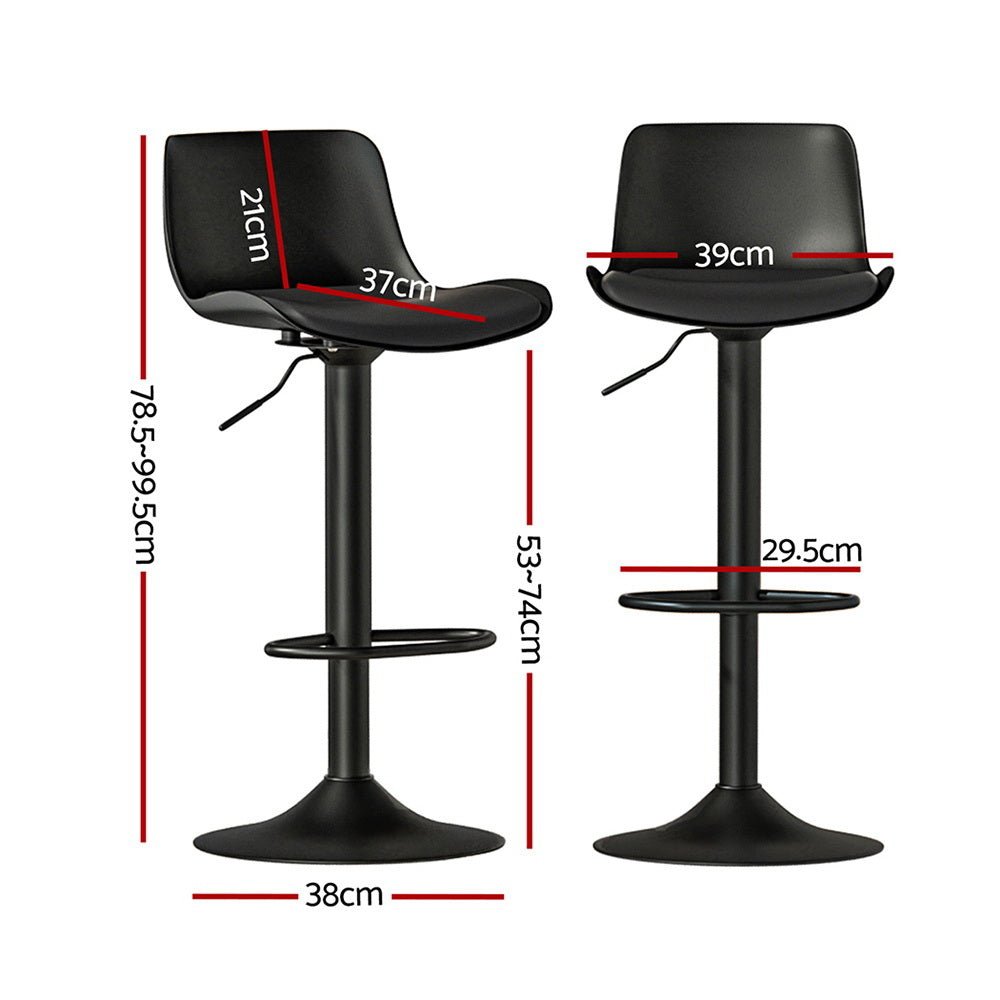 4x Bar Stools Padded Seat Gas Lift Black - Furniture > Bar Stools & Chairs > Massage Chairs - Rivercity House & Home Co. (ABN 18 642 972 209) - Affordable Modern Furniture Australia