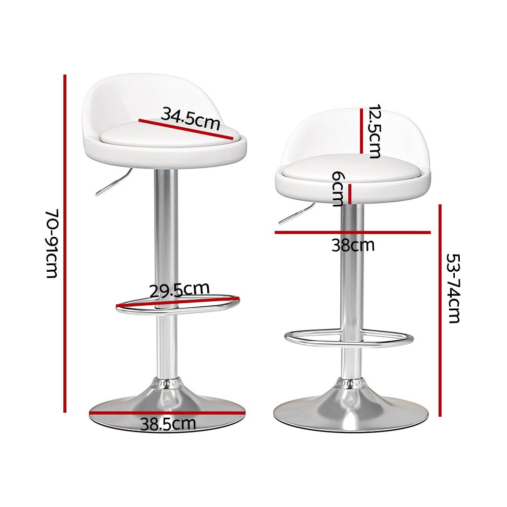 4x Bar Stools PU Leather Gas Lift White - Furniture > Bar Stools & Chairs - Rivercity House & Home Co. (ABN 18 642 972 209) - Affordable Modern Furniture Australia