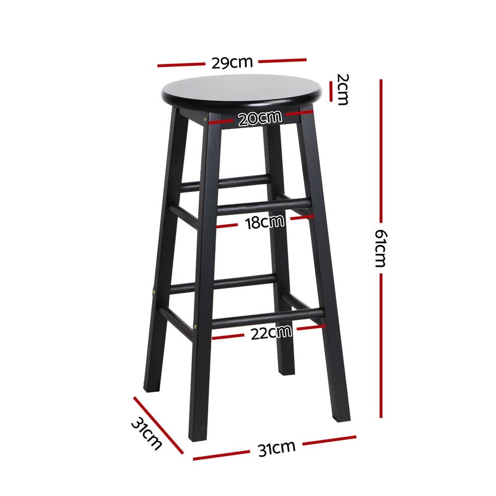 4x Bar Stools Round Chairs Wooden Black - Furniture > Bar Stools & Chairs > Table & Bar Stools - Rivercity House & Home Co. (ABN 18 642 972 209) - Affordable Modern Furniture Australia