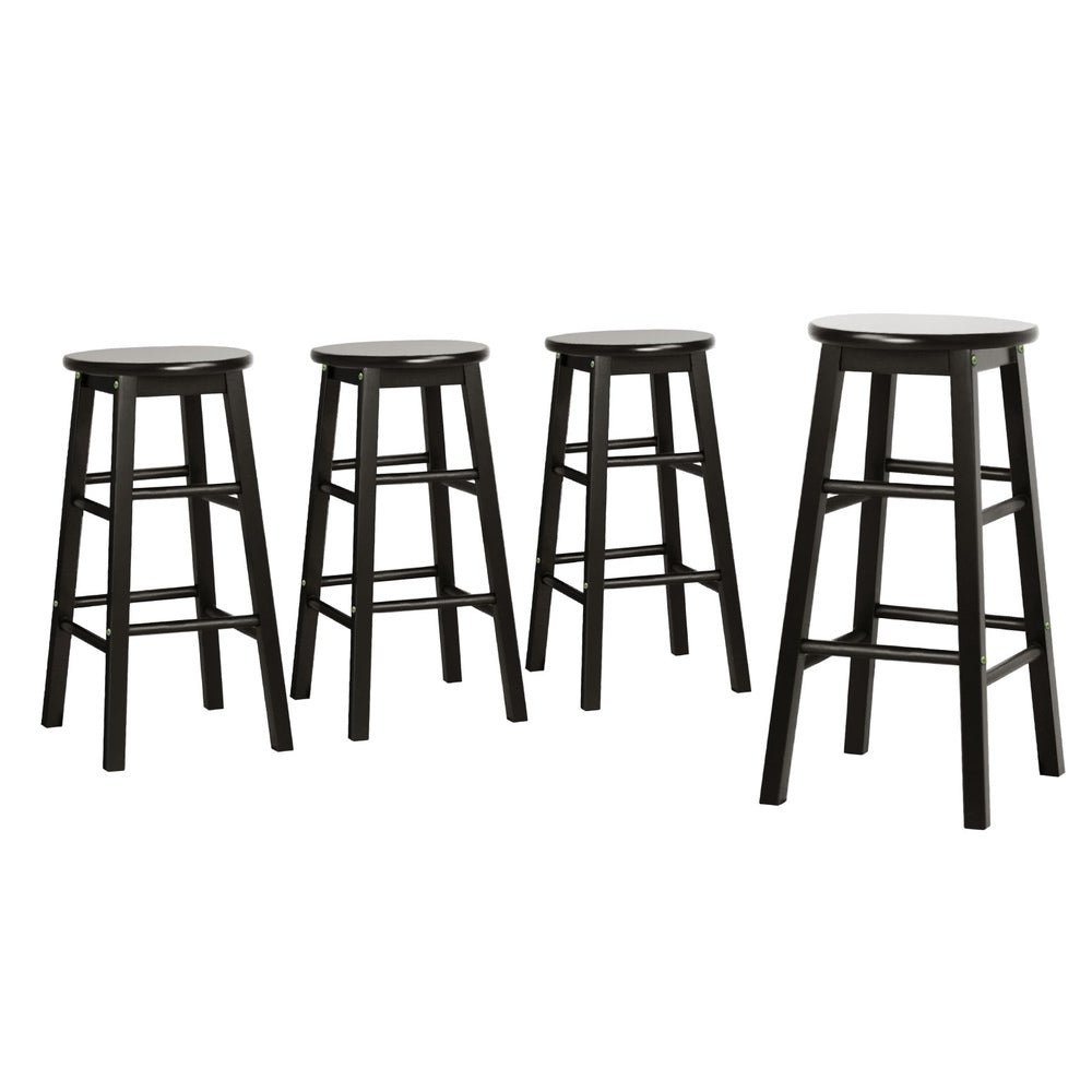 4x Bar Stools Round Chairs Wooden Black - Furniture > Bar Stools & Chairs > Table & Bar Stools - Rivercity House & Home Co. (ABN 18 642 972 209) - Affordable Modern Furniture Australia