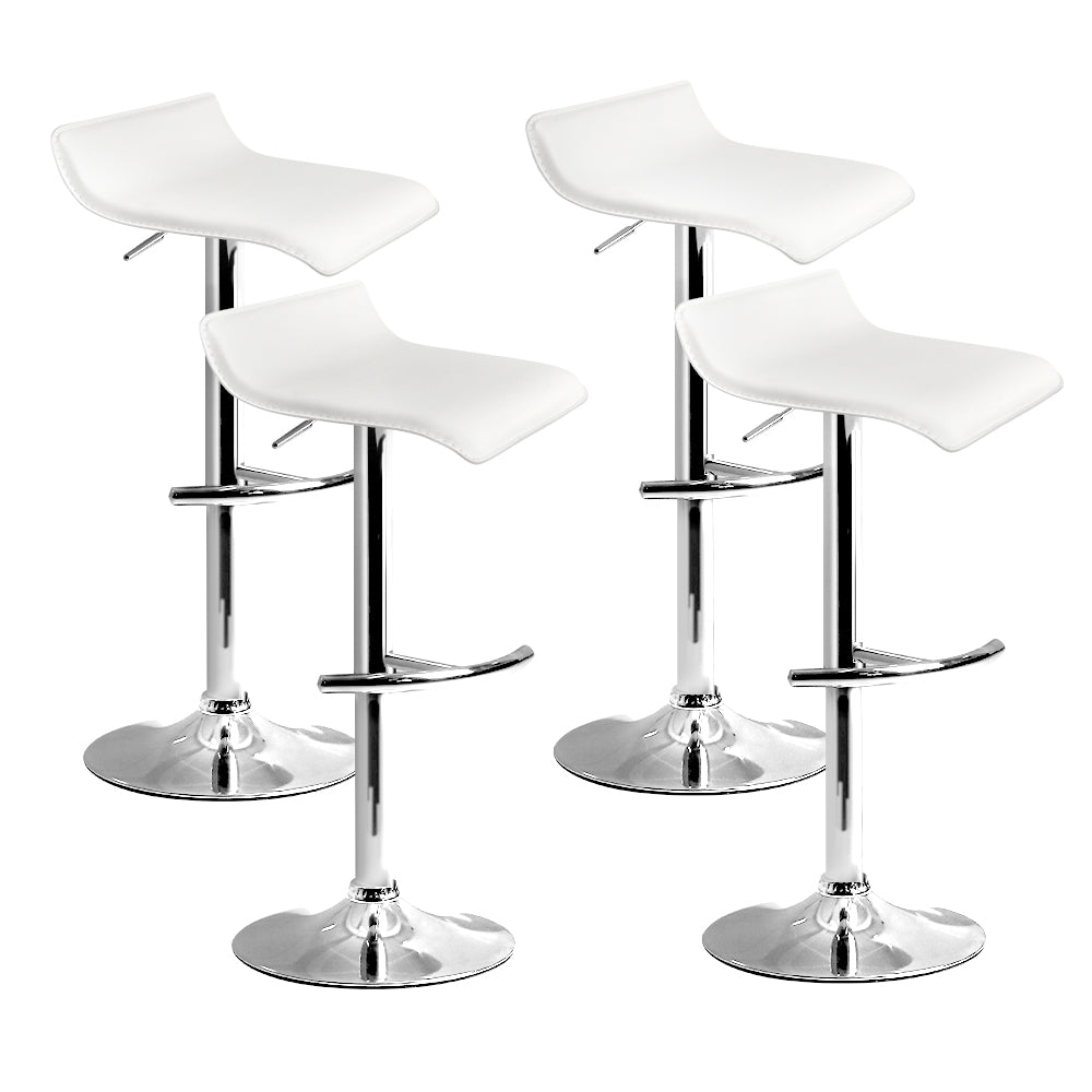 4x Bar Stools SENA Kitchen Swivel Bar Stool Leather Chairs Gas Lift White - Rivercity House & Home Co. (ABN 18 642 972 209) - Affordable Modern Furniture Australia