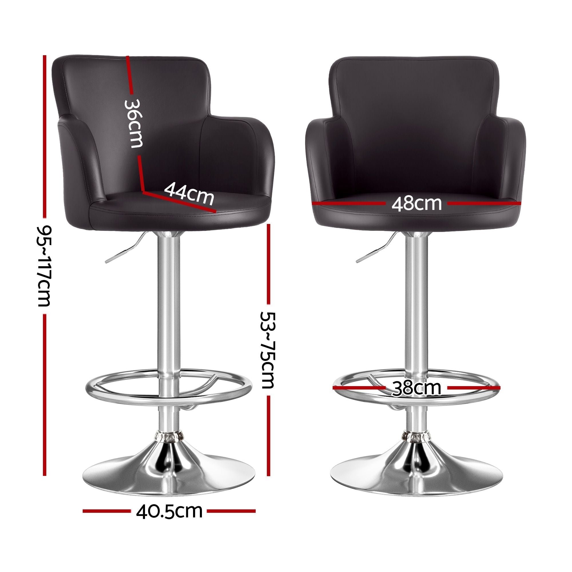 4x Bar Stools Swivel Kitchen Chairs Gas Lift Adjustable PU Leather Brown - Furniture > Bar Stools & Chairs > Table & Bar Stools - Rivercity House & Home Co. (ABN 18 642 972 209) - Affordable Modern Furniture Australia
