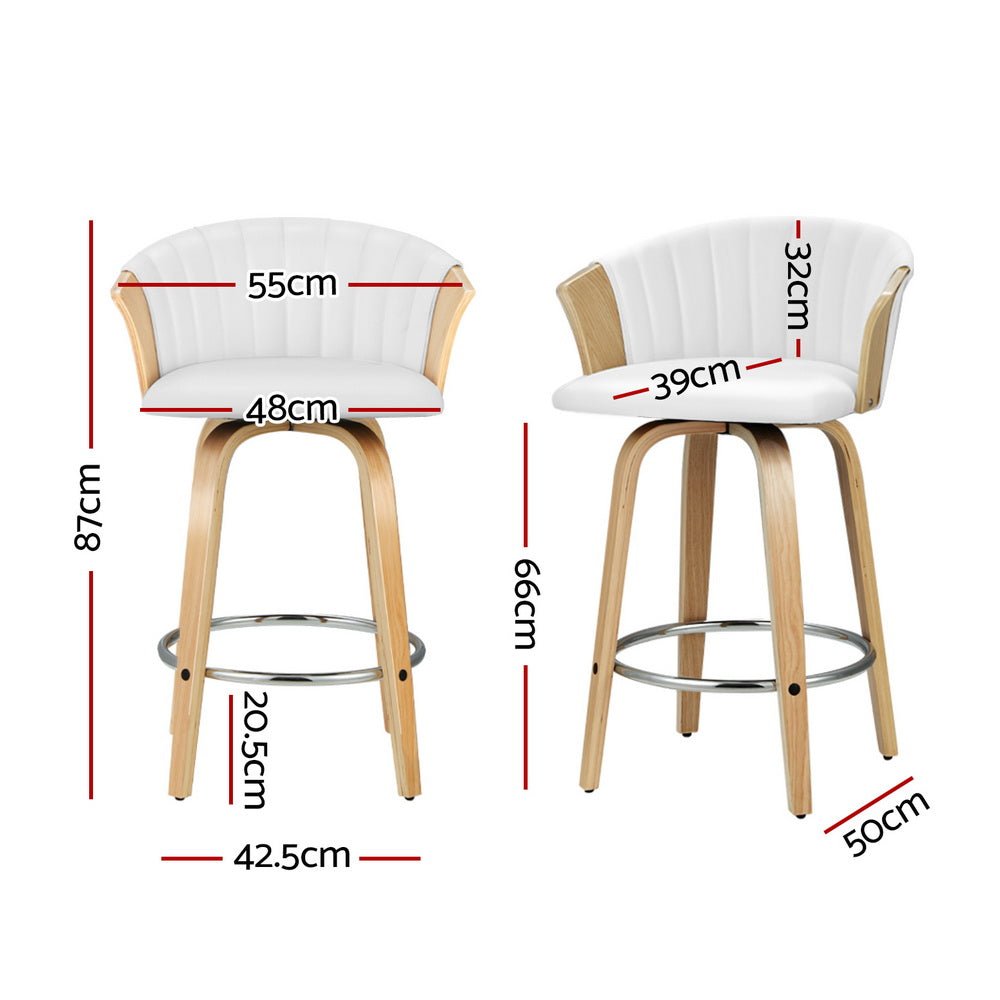 4x Bar Stools Swivel Leather Chairs Wooden - Furniture > Bar Stools & Chairs > Arm Chairs & Recliners - Rivercity House & Home Co. (ABN 18 642 972 209) - Affordable Modern Furniture Australia
