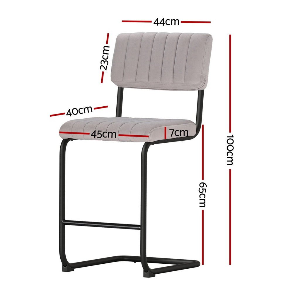 4x Bar Stools Velvet Chairs Grey - Furniture > Bar Stools & Chairs > Table & Bar Stools - Rivercity House & Home Co. (ABN 18 642 972 209) - Affordable Modern Furniture Australia