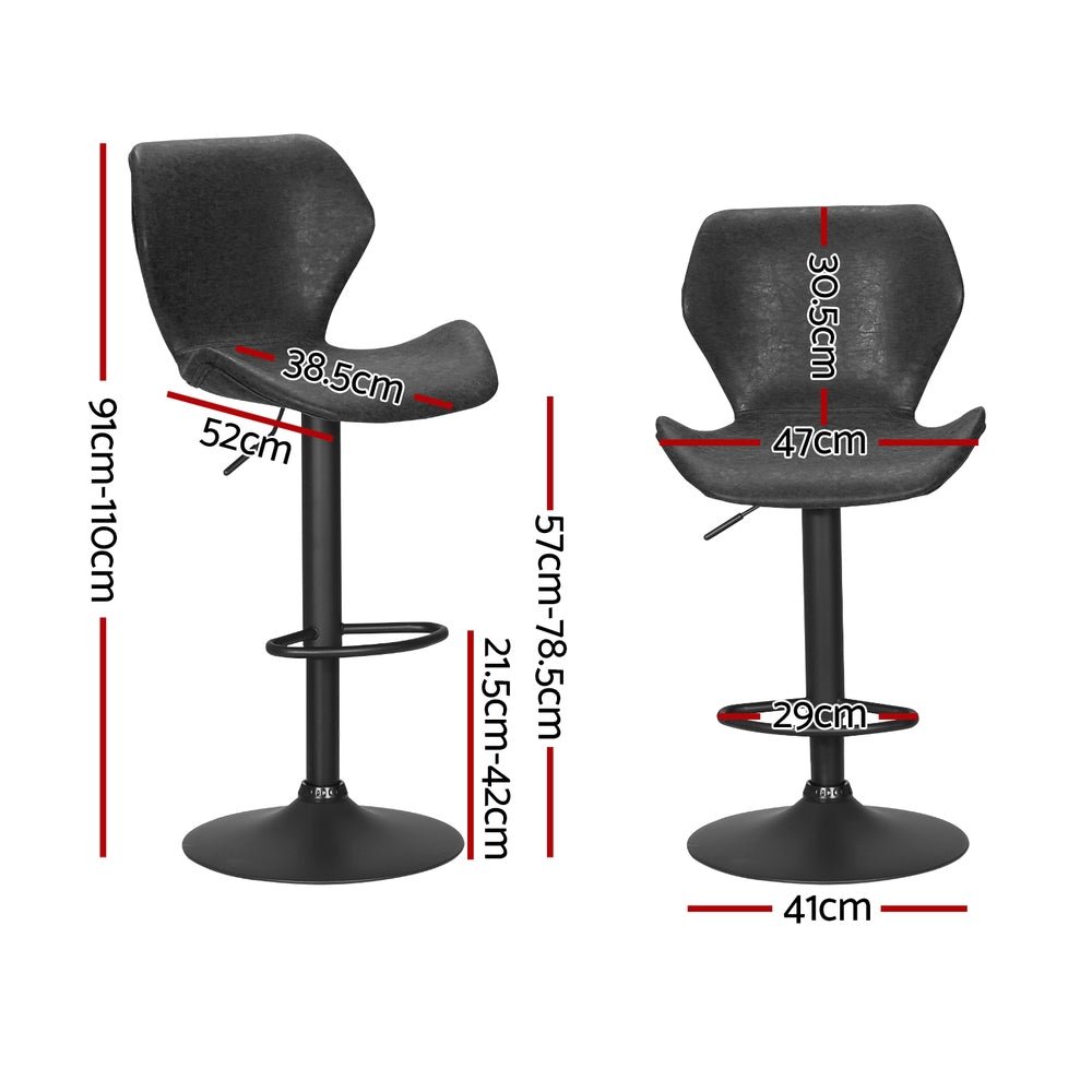 4x Bar Stools Vintage Leather Gas Lift Black - Furniture > Bar Stools & Chairs > Massage Chairs - Rivercity House & Home Co. (ABN 18 642 972 209) - Affordable Modern Furniture Australia