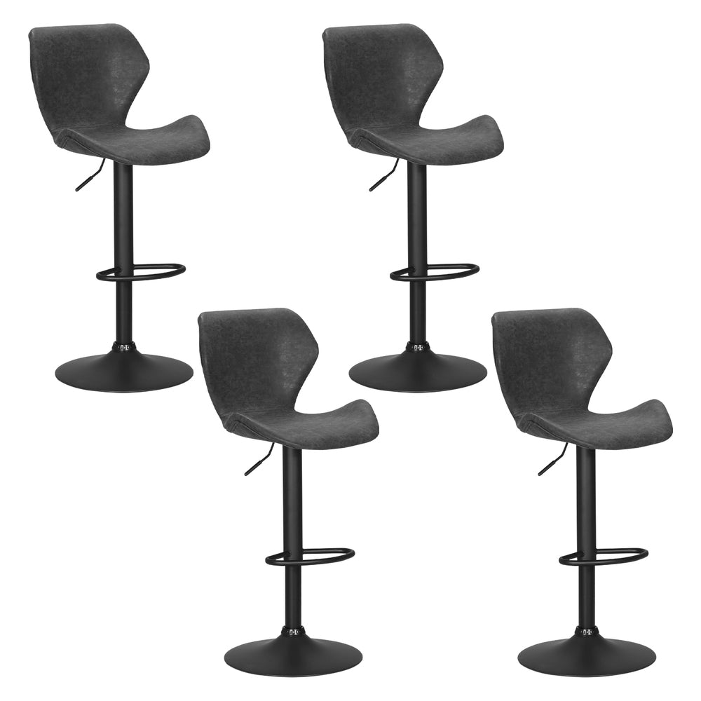 4x Bar Stools Vintage Leather Gas Lift Black - Furniture > Bar Stools & Chairs > Massage Chairs - Rivercity House & Home Co. (ABN 18 642 972 209) - Affordable Modern Furniture Australia