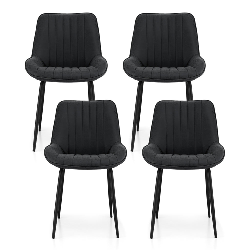4x Dining Chairs Retro PU Leather Kitchen Lounge Cafe Accent Chair Black - Furniture > Dining > Kitchen & Dining Chairs - Rivercity House & Home Co. (ABN 18 642 972 209) - Affordable Modern Furniture Australia