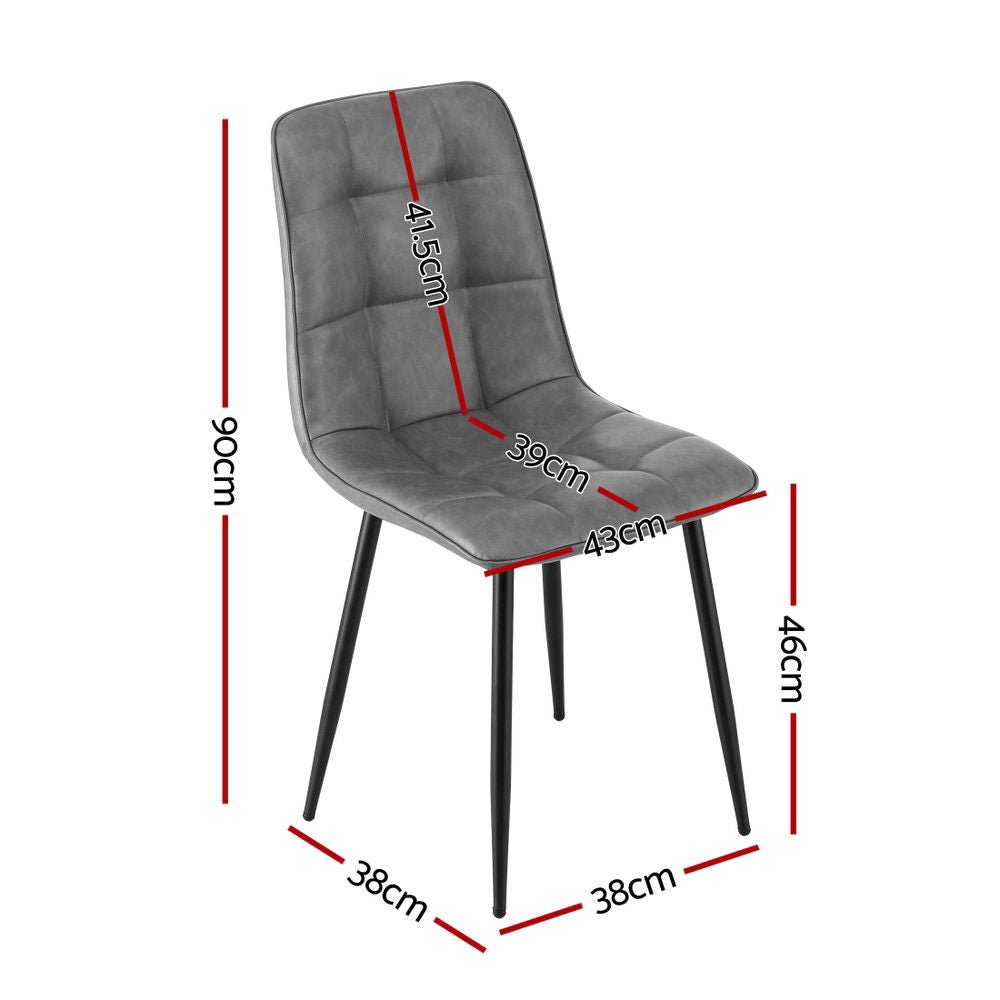 4x Dining Chairs Retro PU Leather Kitchen Lounge Cafe Accent Chair Grey - Furniture > Dining > Kitchen & Dining Chairs - Rivercity House & Home Co. (ABN 18 642 972 209) - Affordable Modern Furniture Australia