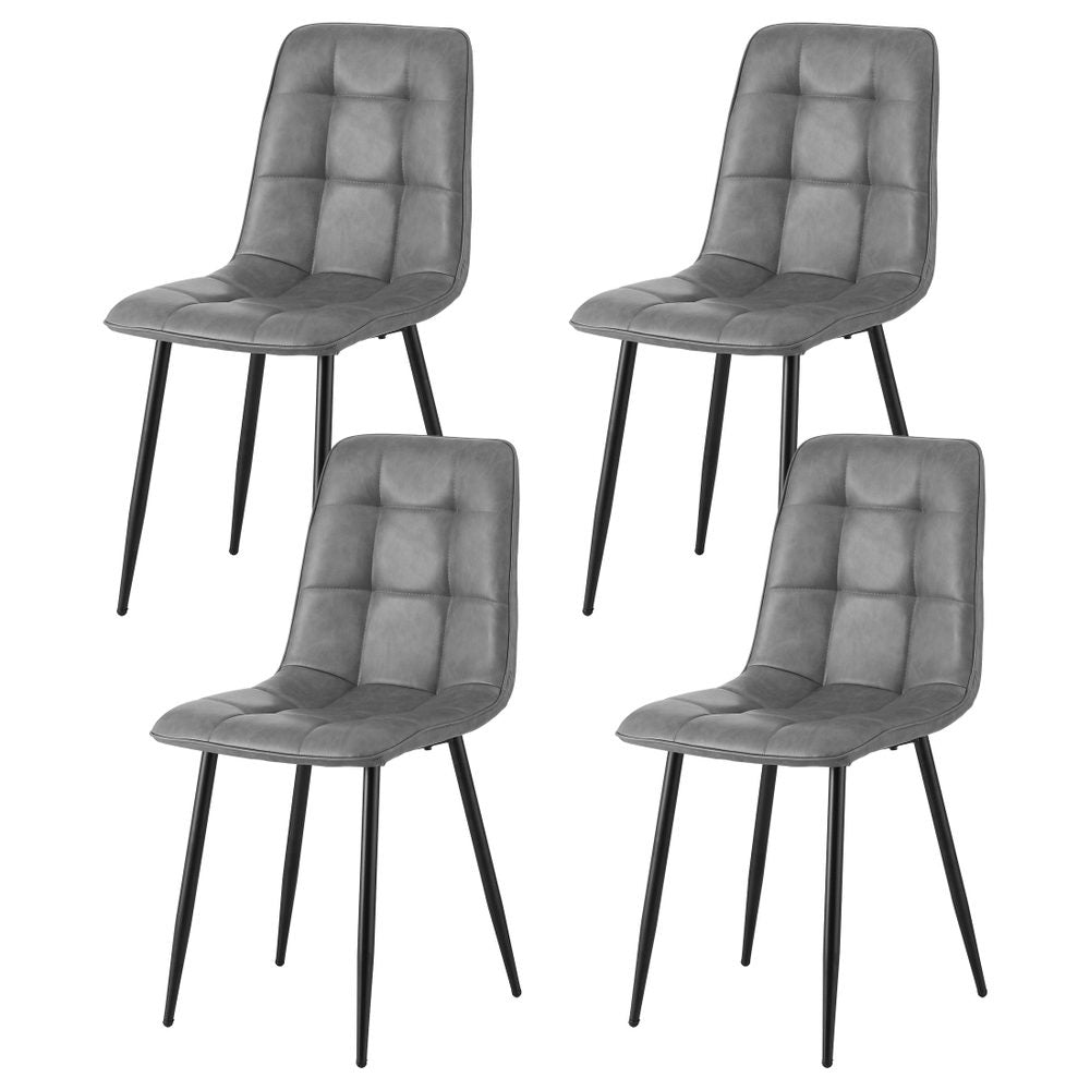 4x Dining Chairs Retro PU Leather Kitchen Lounge Cafe Accent Chair Grey - Furniture > Dining > Kitchen & Dining Chairs - Rivercity House & Home Co. (ABN 18 642 972 209) - Affordable Modern Furniture Australia