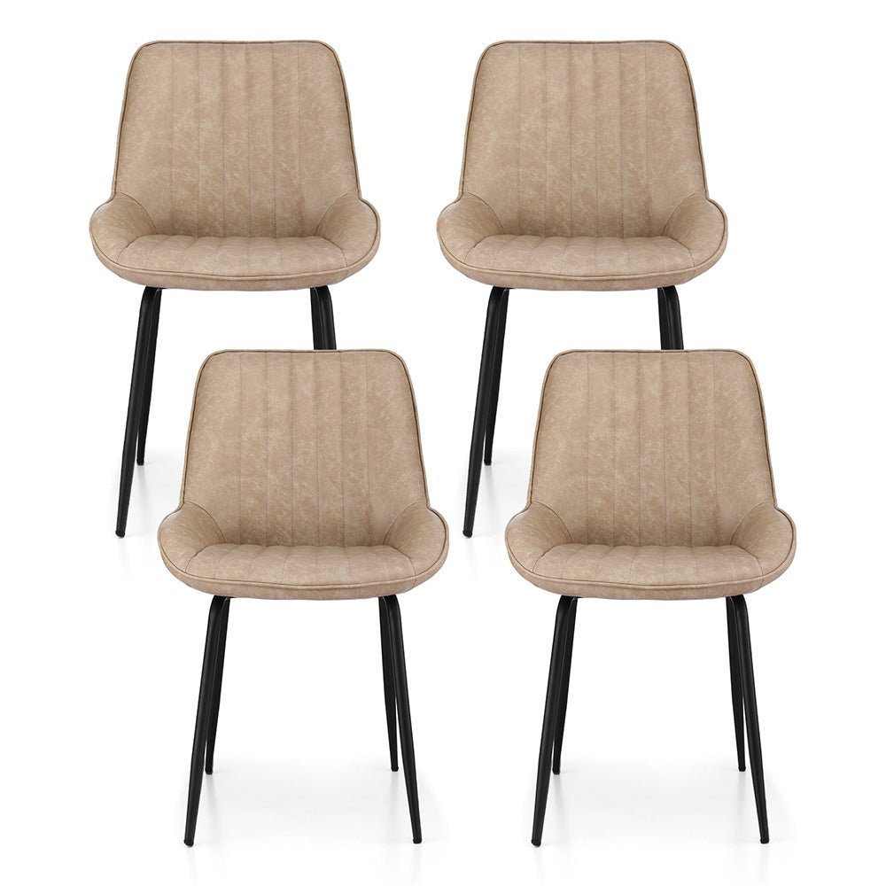 4x Dining Chairs Retro PU Leather Kitchen Lounge Cafe Accent Chair Khaki - Furniture > Dining > Kitchen & Dining Chairs - Rivercity House & Home Co. (ABN 18 642 972 209) - Affordable Modern Furniture Australia