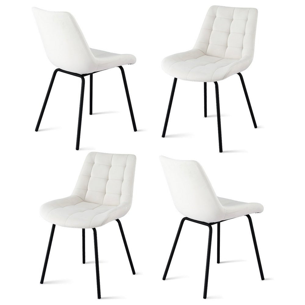 4x Dining Chairs Velvet Tufted Kitchen Lounge Cafe Accent Chair Beige - Furniture > Dining > Kitchen & Dining Chairs - Rivercity House & Home Co. (ABN 18 642 972 209) - Affordable Modern Furniture Australia
