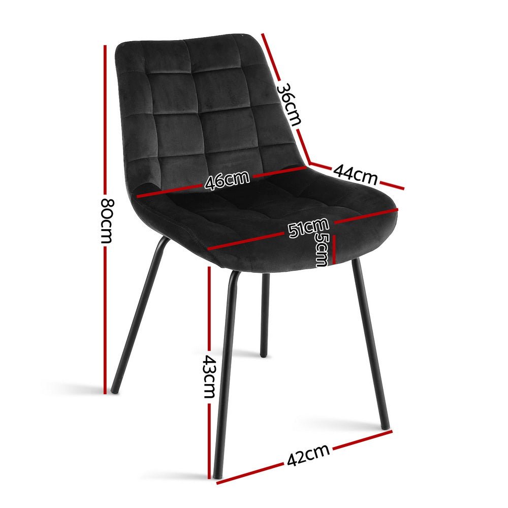 4x Dining Chairs Velvet Tufted Kitchen Lounge Cafe Accent Chair Black - Furniture > Dining > Kitchen & Dining Chairs - Rivercity House & Home Co. (ABN 18 642 972 209) - Affordable Modern Furniture Australia