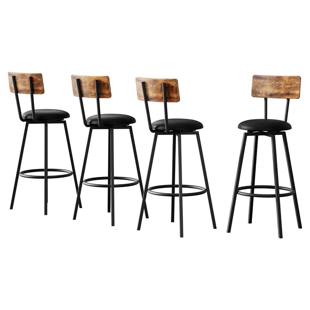 4X Industrial Bar Stools Upholstered Counter Chairs Steel Frame Anti - Scratch - Furniture > Bar Stools & Chairs > Table & Bar Stools - Rivercity House & Home Co. (ABN 18 642 972 209) - Affordable Modern Furniture Australia