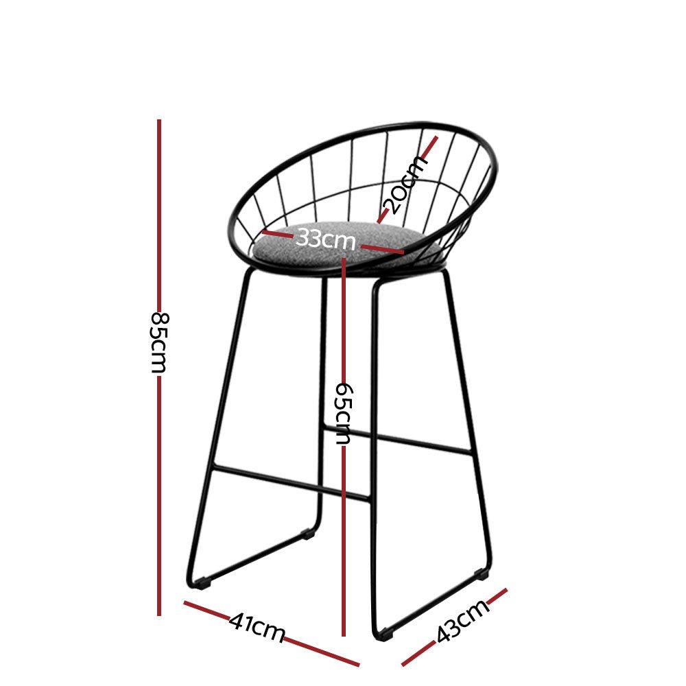 4x Nordic Bar Stools Metallic Bar Stool Kitchen Chairs Fabric Grey Black - Rivercity House & Home Co. (ABN 18 642 972 209) - Affordable Modern Furniture Australia