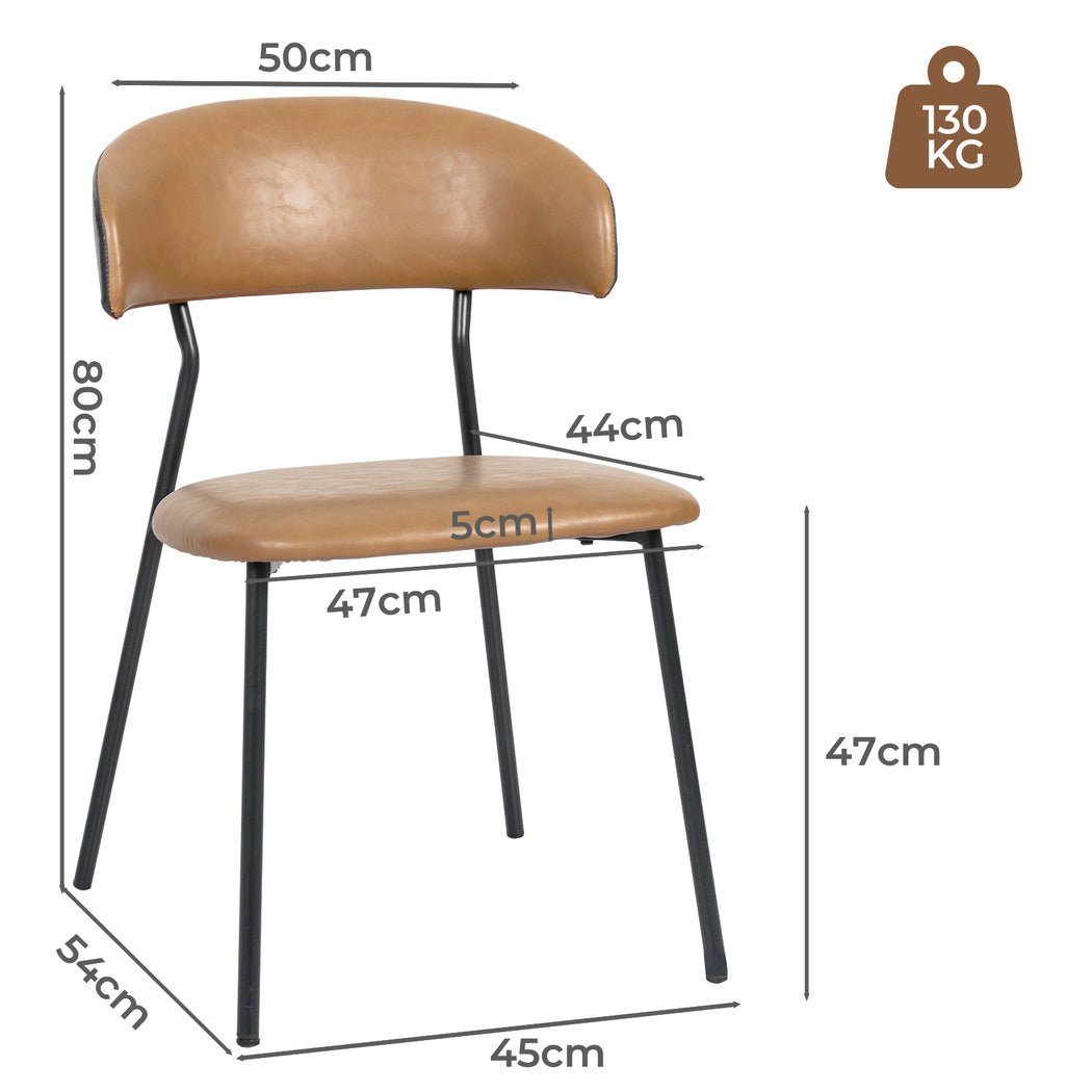 4x PU Leather Dining Chairs with Metal Legs - Brown - Rivercity House & Home Co. (ABN 18 642 972 209) - Affordable Modern Furniture Australia