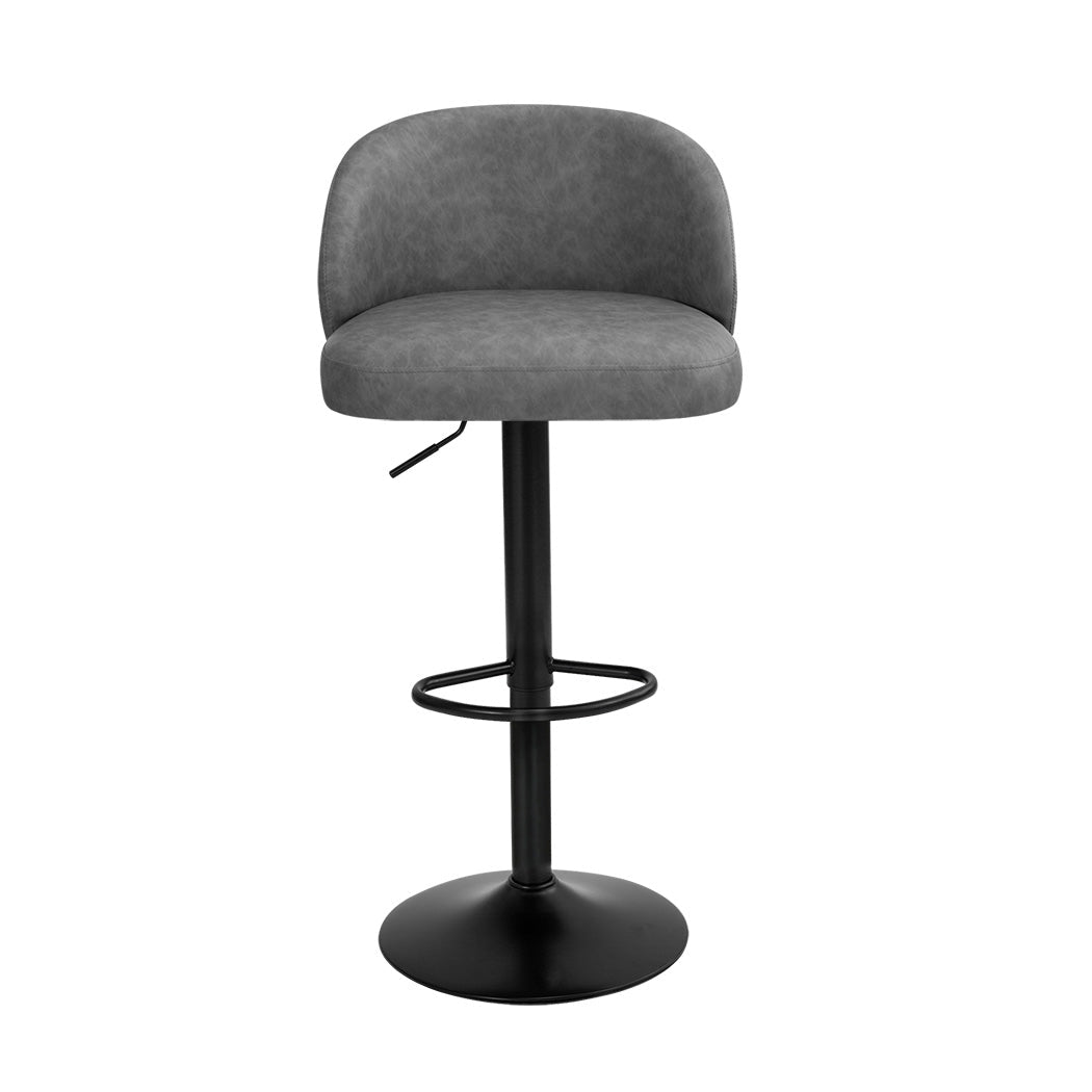 4x PU Leather Swivel Gas Lift Bar Stools with Backrest - Grey - Rivercity House & Home Co. (ABN 18 642 972 209) - Affordable Modern Furniture Australia