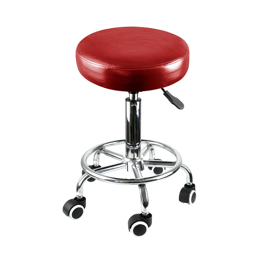 4x Swivel Salon Barber Stools with Wheels and Height Adjustment - Burgundy - Rivercity House & Home Co. (ABN 18 642 972 209) - Affordable Modern Furniture Australia