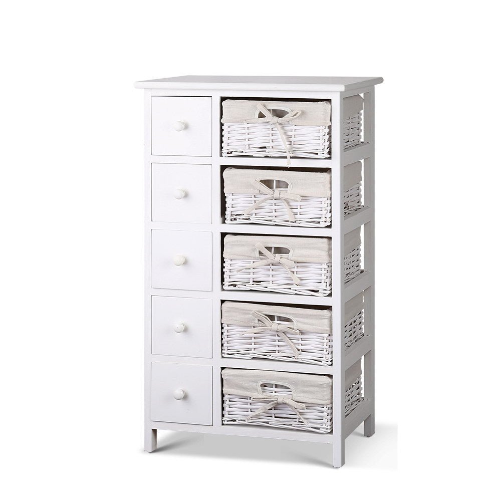 5 Basket Storage Drawers - White - Furniture > Bedroom - Rivercity House & Home Co. (ABN 18 642 972 209) - Affordable Modern Furniture Australia