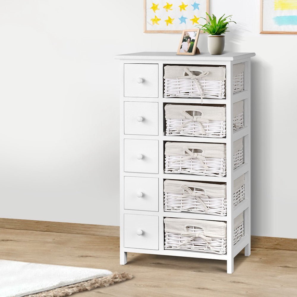 5 Basket Storage Drawers - White - Furniture > Bedroom - Rivercity House & Home Co. (ABN 18 642 972 209) - Affordable Modern Furniture Australia