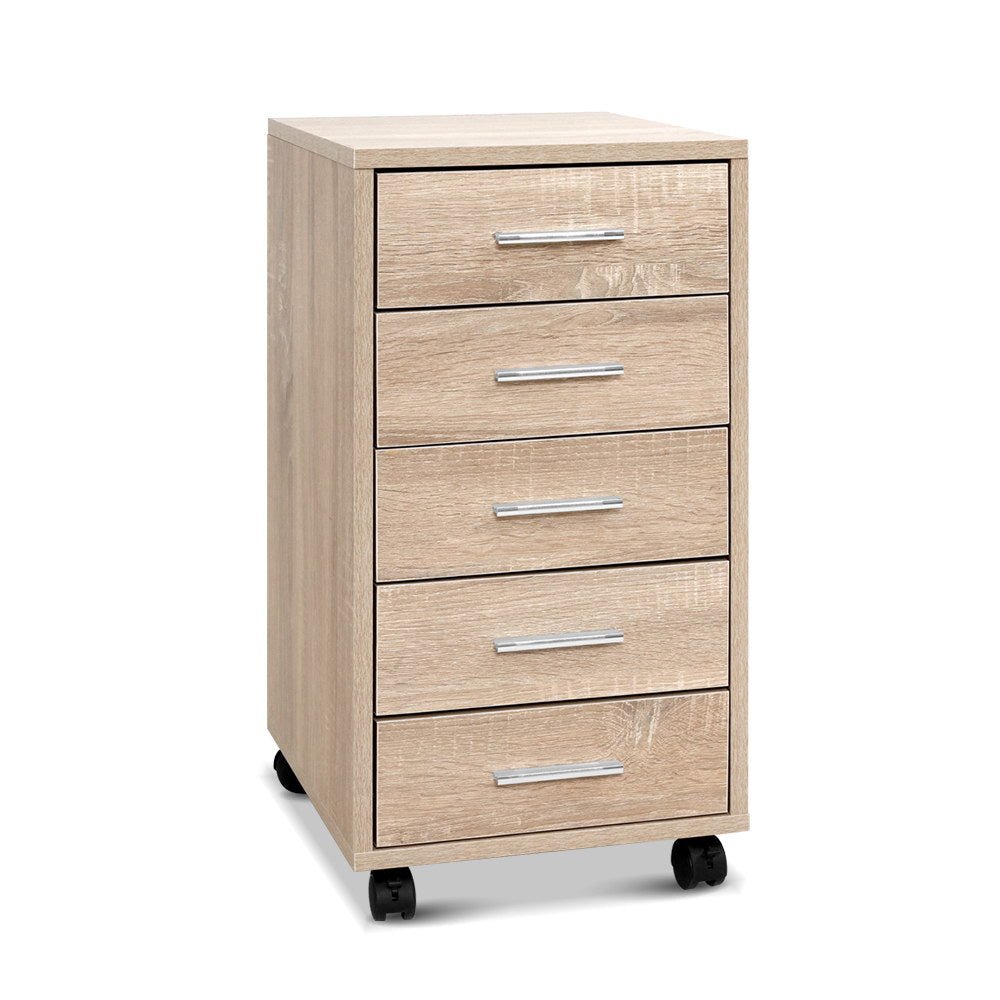 5 Drawer Filing Cabinet Storage Drawers Wood Study Office School File Cupboard - Furniture > Office - Rivercity House & Home Co. (ABN 18 642 972 209) - Affordable Modern Furniture Australia