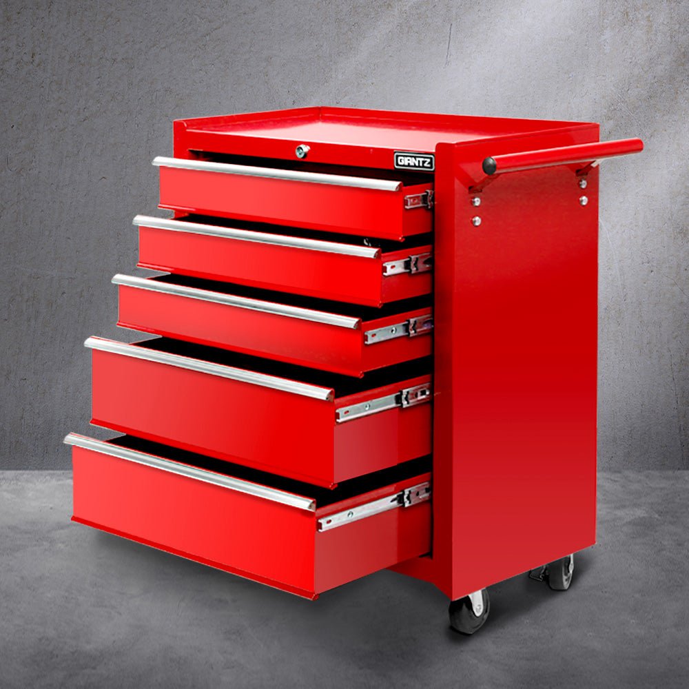 5 Drawer Tool Box Cabinet Chest Trolley Box Garage Storage Toolbox Red - Tools > Tools Storage > Tool Cabinets - Rivercity House & Home Co. (ABN 18 642 972 209) - Affordable Modern Furniture Australia