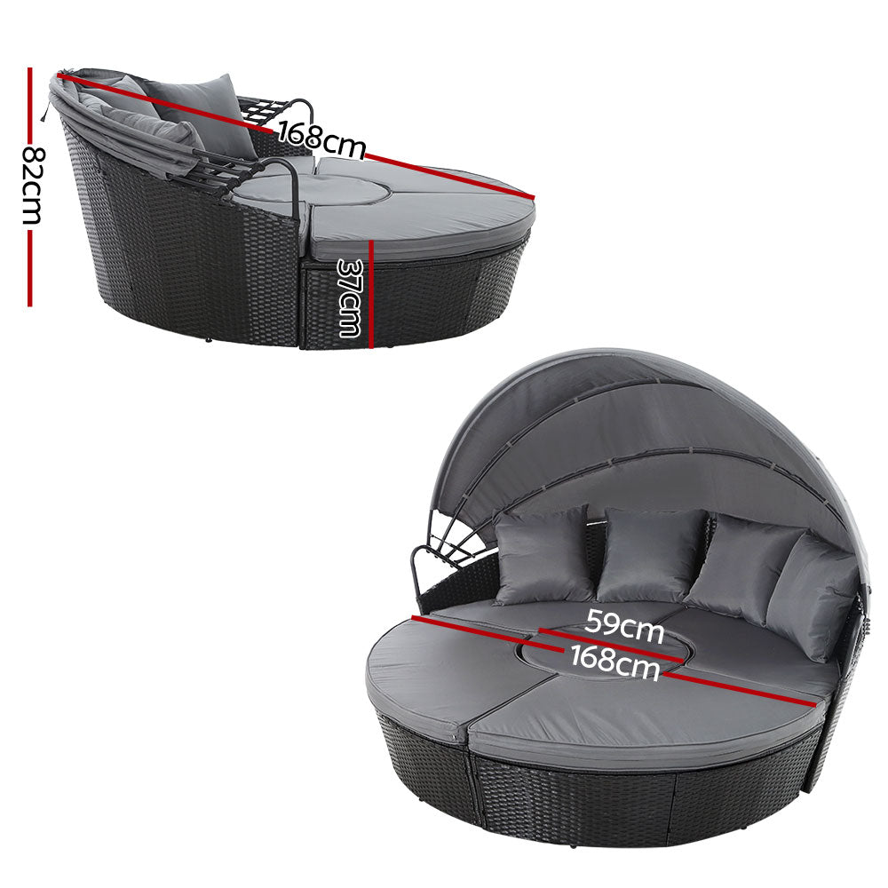 5 Piece Outdoor Day Bed With Shade - Rivercity House & Home Co. (ABN 18 642 972 209) - Affordable Modern Furniture Australia
