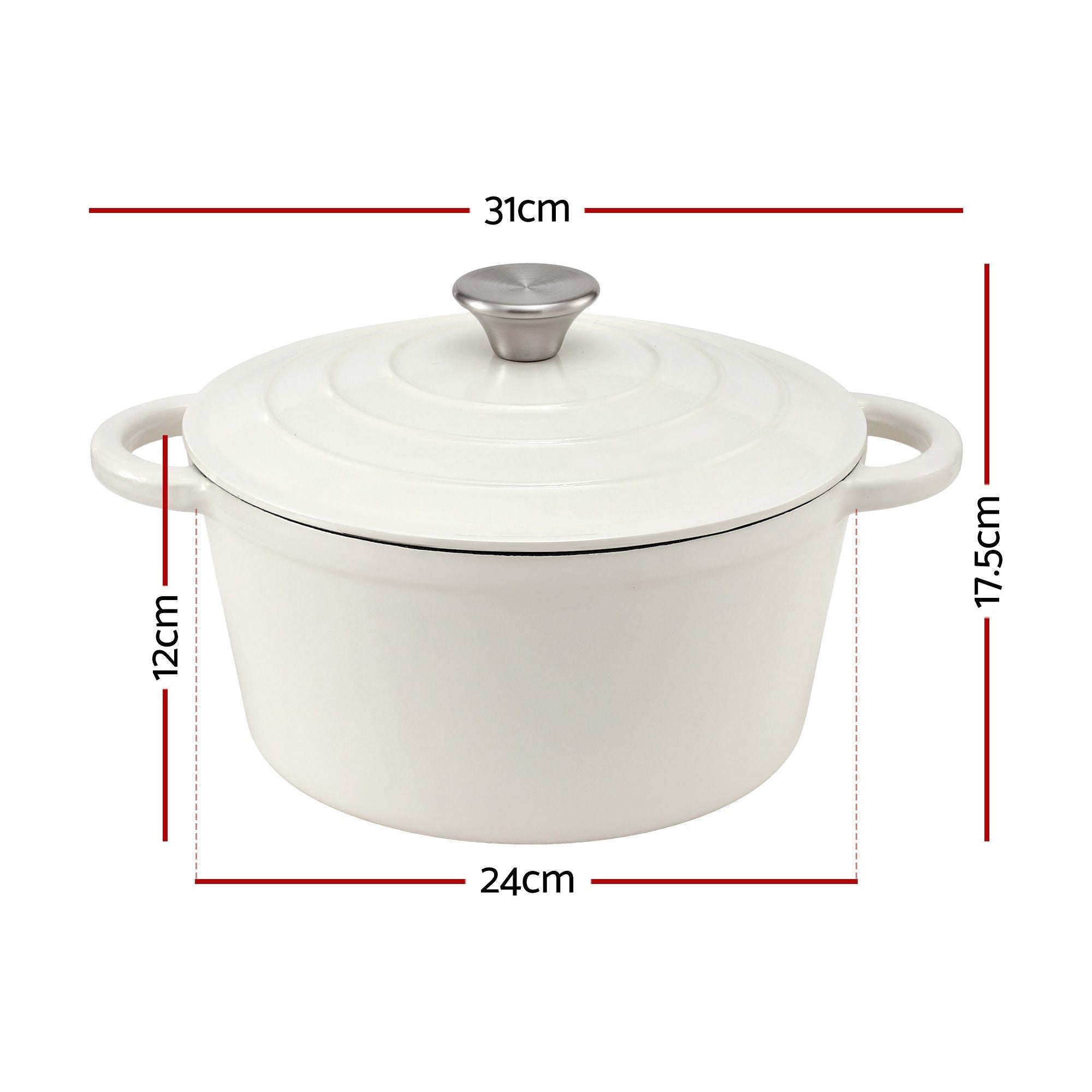 5 - Star Chef 3.8L Enameled Cast Iron Dutch Oven Pot with Lid for Sourdough Bread Baking - Appliances > Kitchen Appliances > Kitchen Appliance Accessories - Rivercity House & Home Co. (ABN 18 642 972 209) - Affordable Modern Furniture Australia