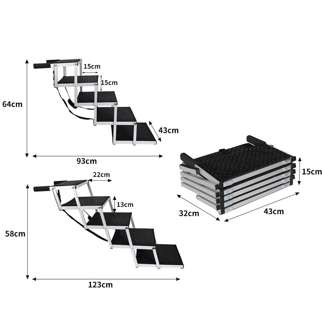 5 - Step Adjustable Height Dog Ramp - Black - Rivercity House & Home Co. (ABN 18 642 972 209) - Affordable Modern Furniture Australia