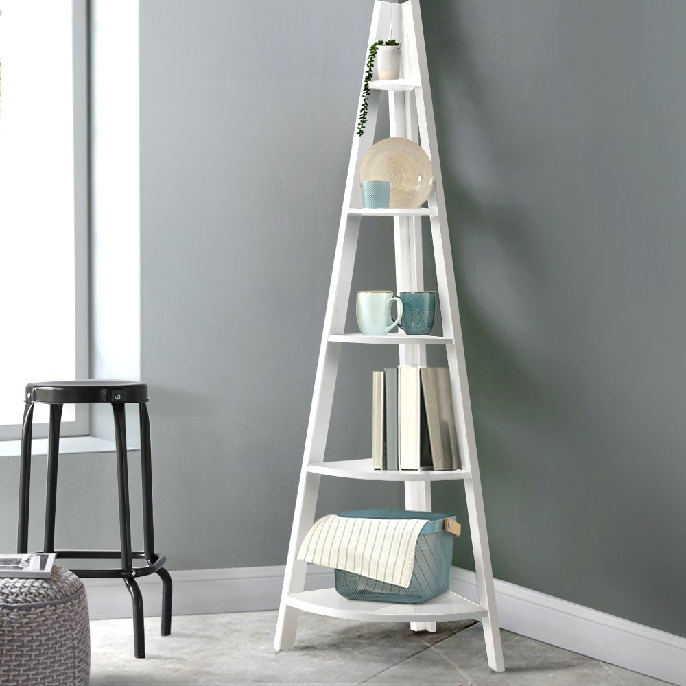 5 Tier Corner Ladder Display Shelf Home Storage Plant Stand Bookshelf - Rivercity House & Home Co. (ABN 18 642 972 209) - Affordable Modern Furniture Australia