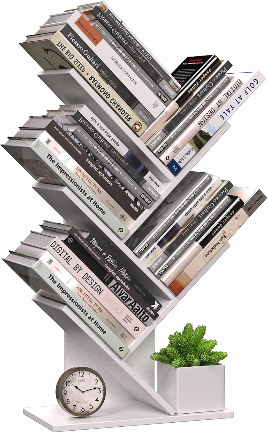 5 - Tier Tree Bookshelf Storage Rack for Home Office or Bedroom (White) - Furniture > Living Room > Bookcases & Shelves - Rivercity House & Home Co. (ABN 18 642 972 209) - Affordable Modern Furniture Australia