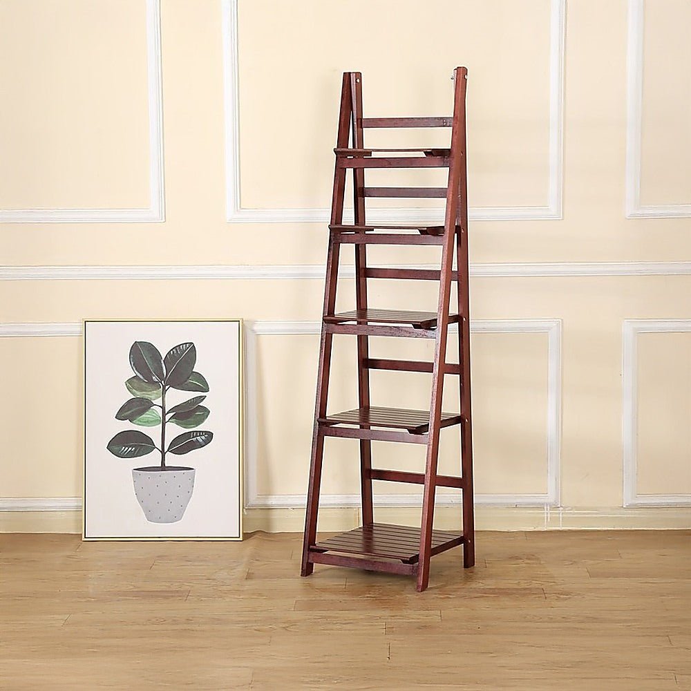 5 Tier Wooden Ladder Shelf Stand - Furniture - Rivercity House & Home Co. (ABN 18 642 972 209) - Affordable Modern Furniture Australia
