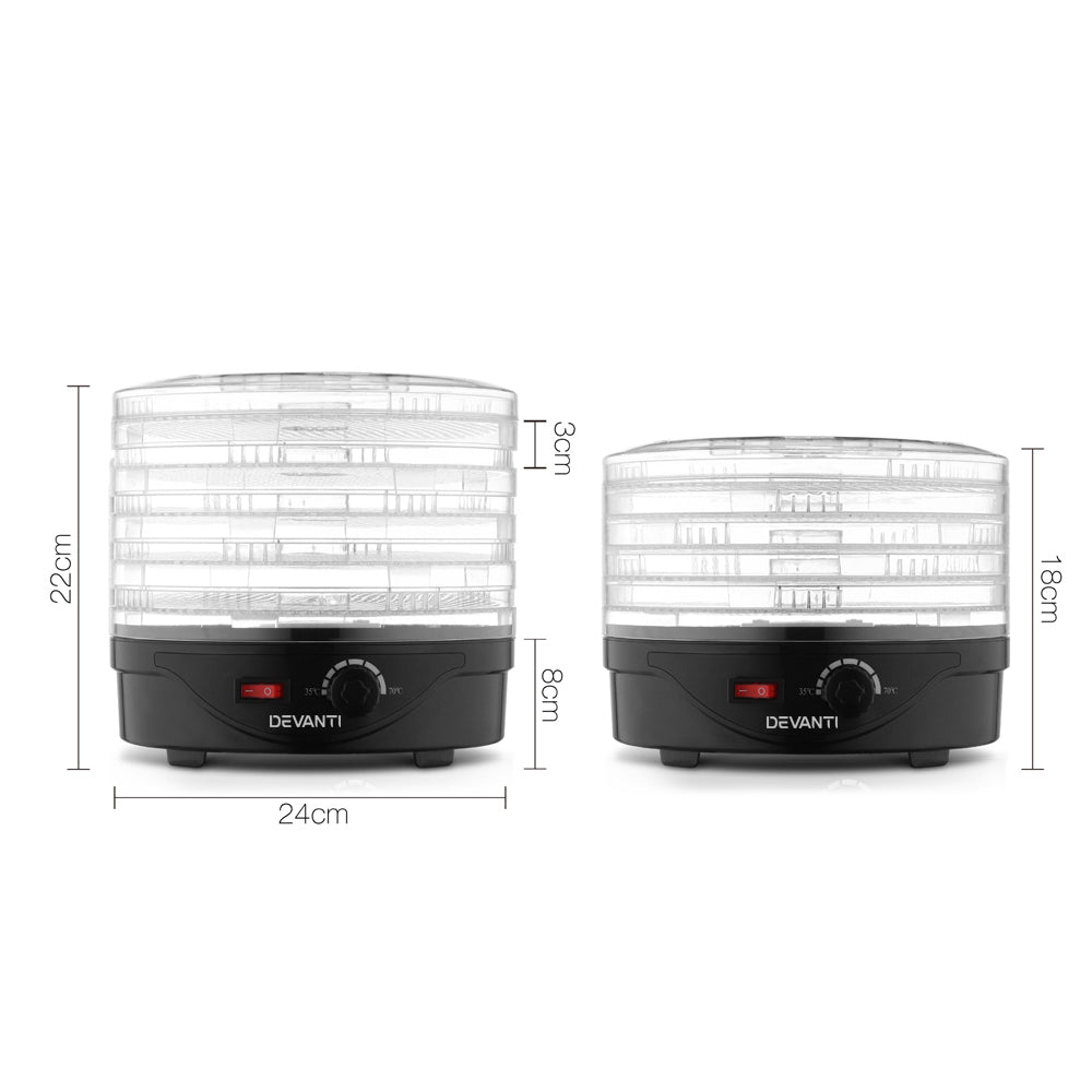 5 Trays Food Dehydrator Fruit Dehydrators Pet Beef Jerky Dryer Black - Appliances > Kitchen Appliances > Food Dehydrators - Rivercity House & Home Co. (ABN 18 642 972 209) - Affordable Modern Furniture Australia