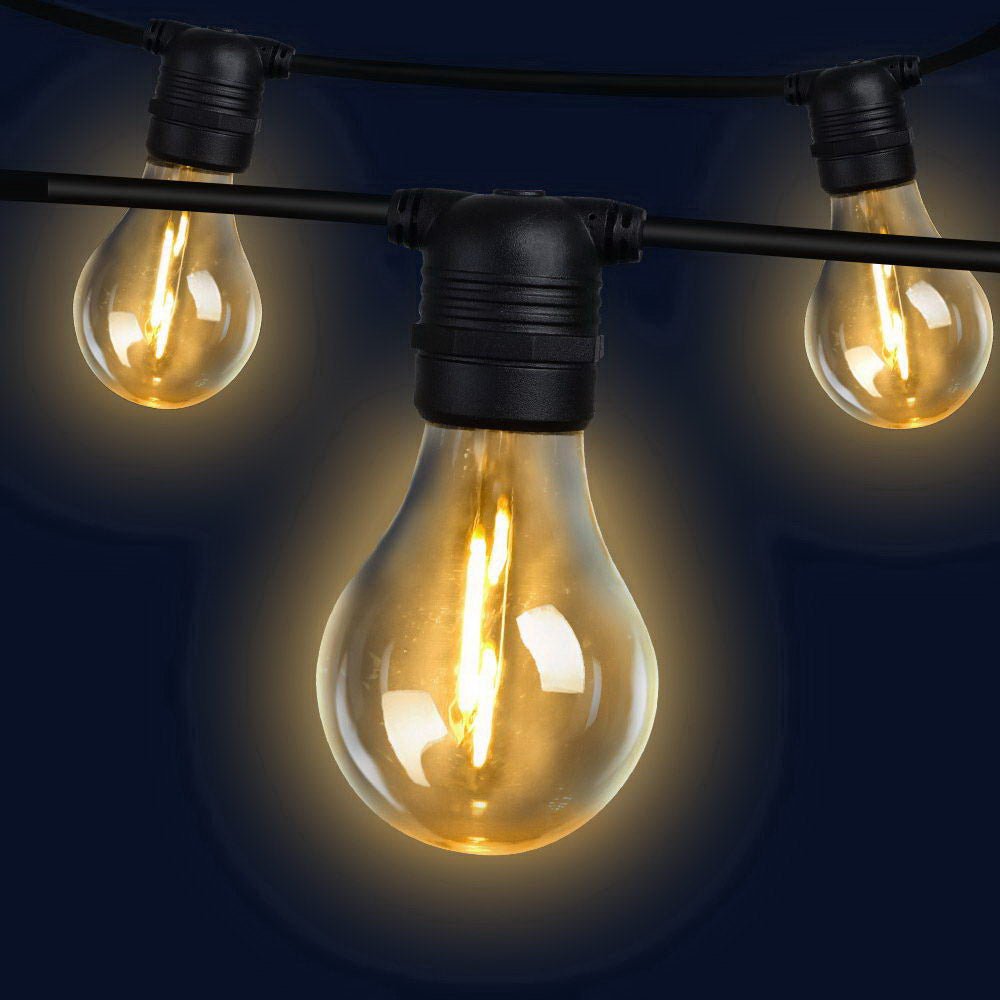 50m LED Festoon String Lights 50 Bulbs Kits Wedding Party Christmas A19 - Rivercity House & Home Co. (ABN 18 642 972 209) - Affordable Modern Furniture Australia