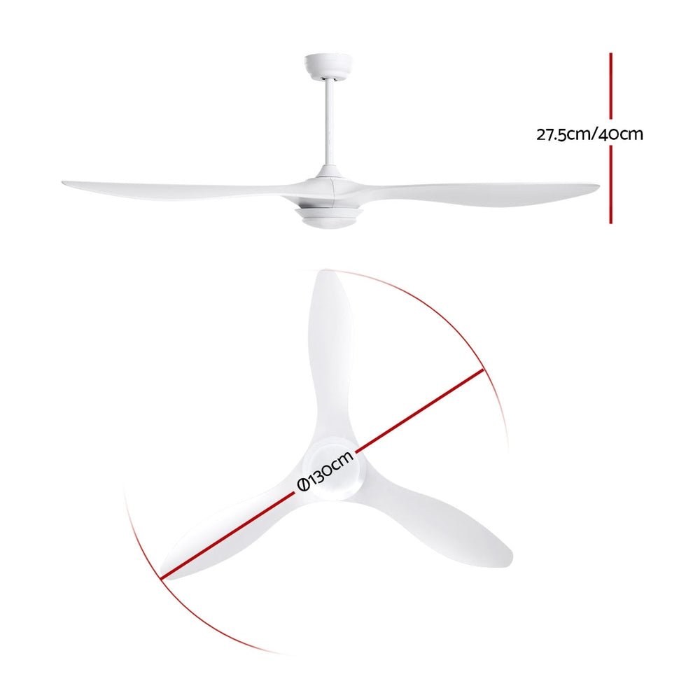 52'' Ceiling Fan With Light Remote DC Motor 3 Blades 1300mm - Rivercity House & Home Co. (ABN 18 642 972 209) - Affordable Modern Furniture Australia