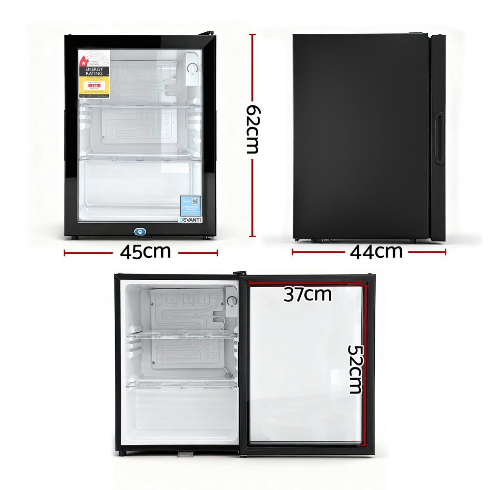 56L Bar Fridge Glass Door Mini Fridge Countertop Cooler Black - Appliances > Fridges & Freezers > Freezers - Rivercity House & Home Co. (ABN 18 642 972 209) - Affordable Modern Furniture Australia