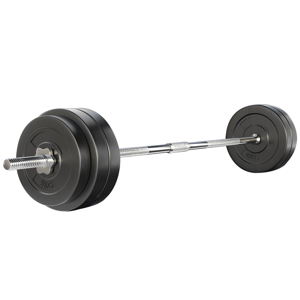58kg Barbell Weight Plate Set with 168cm Barbell Bar - Rubber Coated - Sports & Fitness > Exercise, Gym & Fitness > Exercise Benches - Rivercity House & Home Co. (ABN 18 642 972 209) - Affordable Modern Furniture Australia