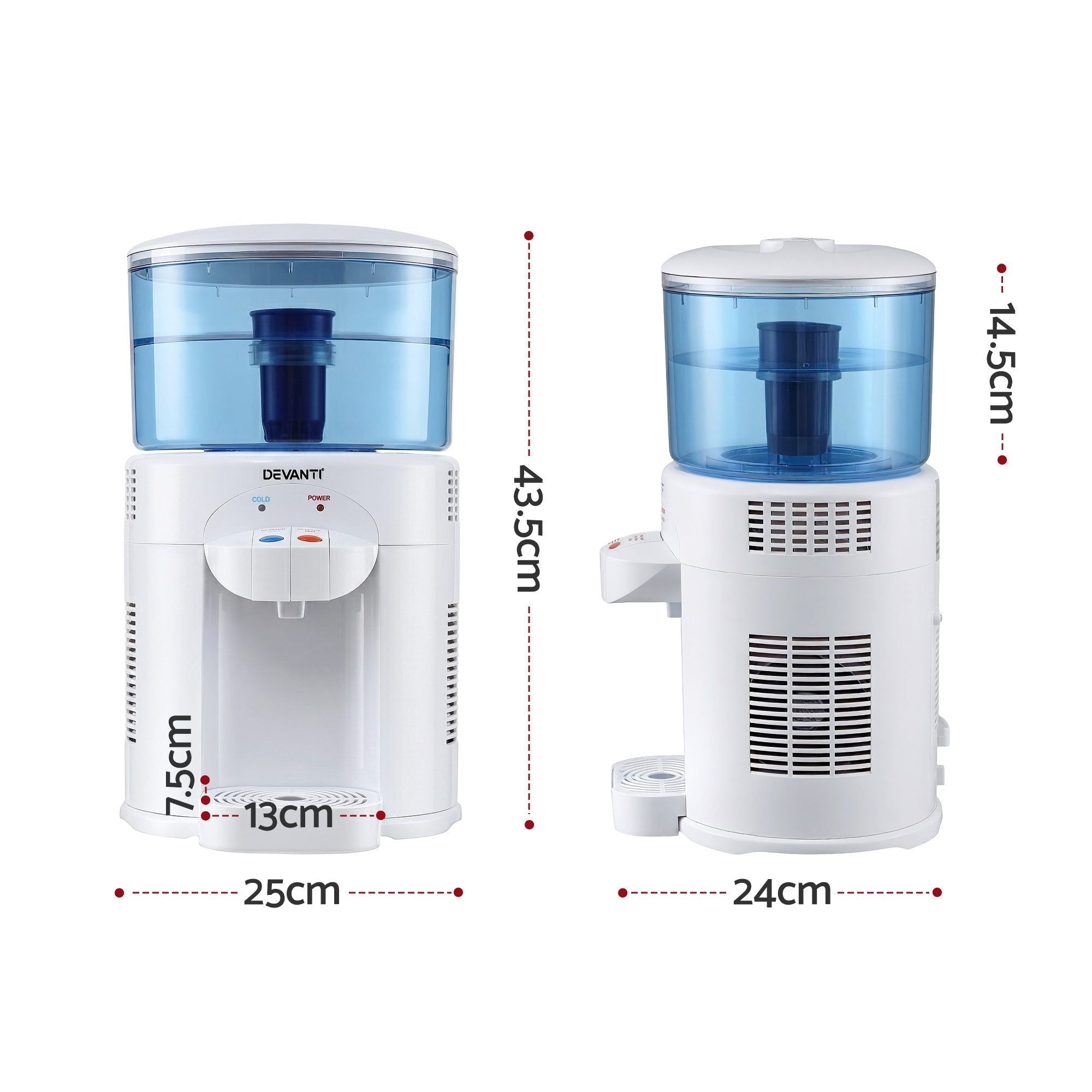5L Bench Top Water Cooler Dispenser with Filter 2 Taps Countertop Water Purifier - Appliances > Kitchen Appliances > Water Dispensers - Rivercity House & Home Co. (ABN 18 642 972 209) - Affordable Modern Furniture Australia